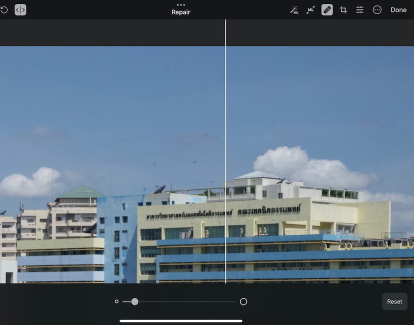 Spot repair in Pixelmator Pro on iPad Pro