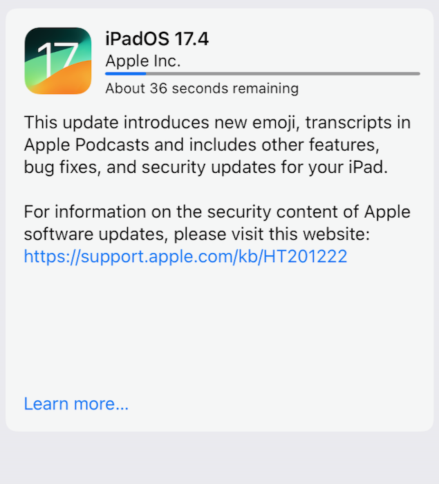 iPadOS 17.4 update