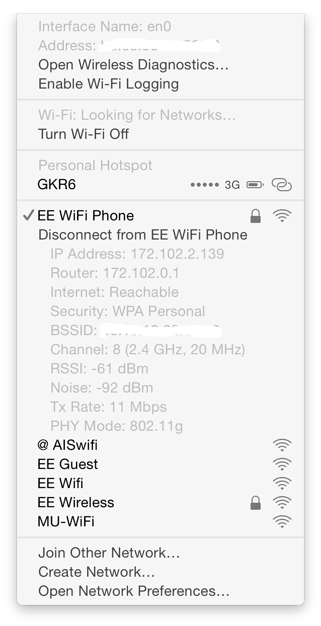 WiFi information