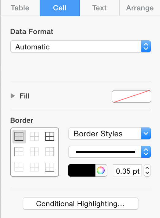 Cell formatting