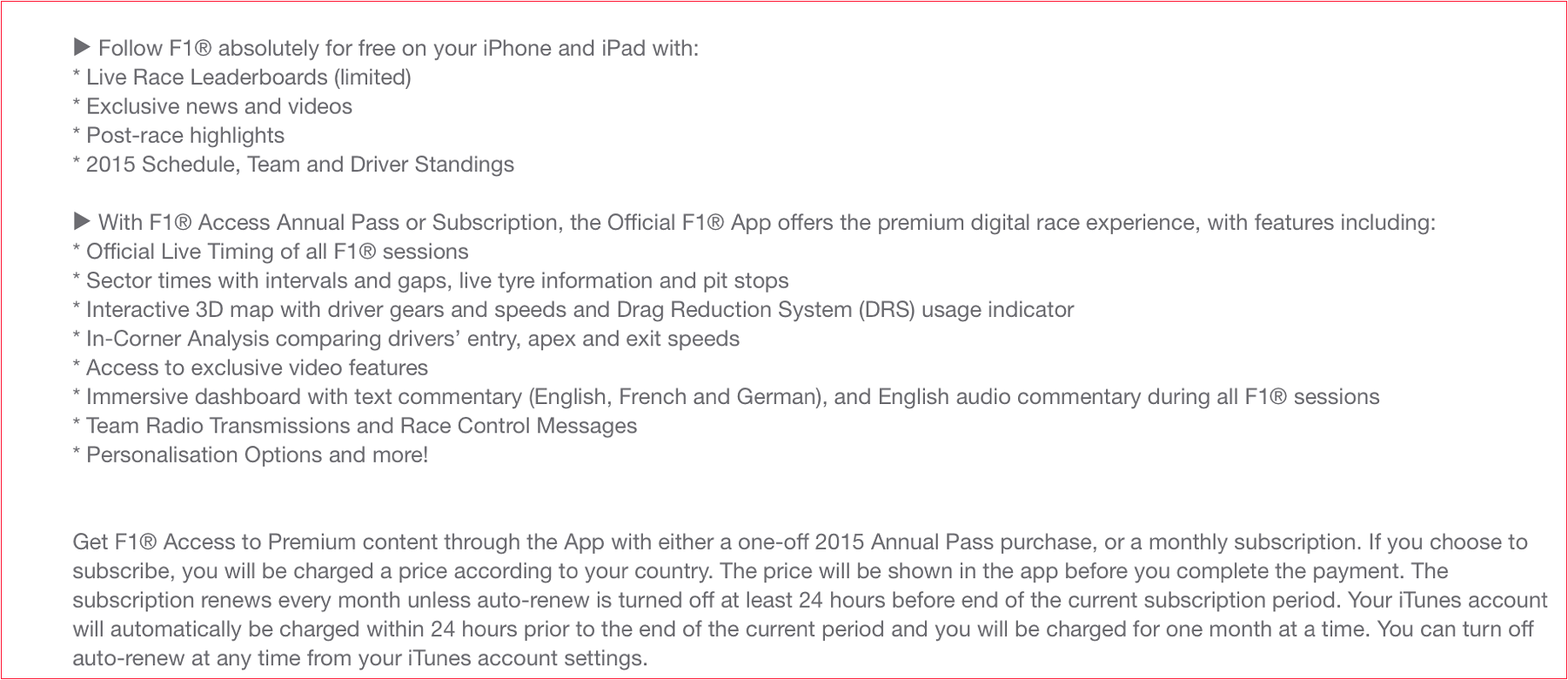 F1 app