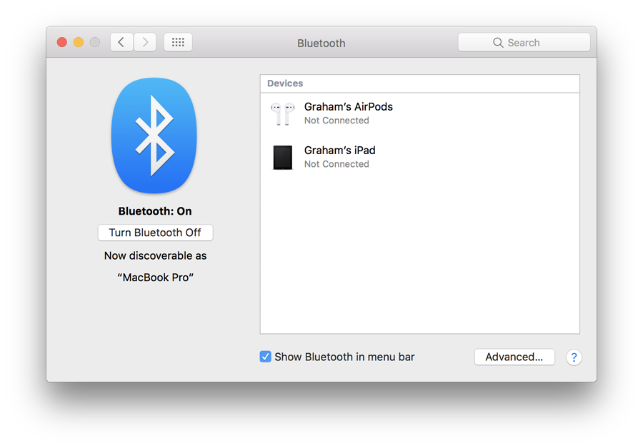 Bluetooth Preferences