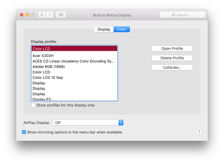 Displays Preferences