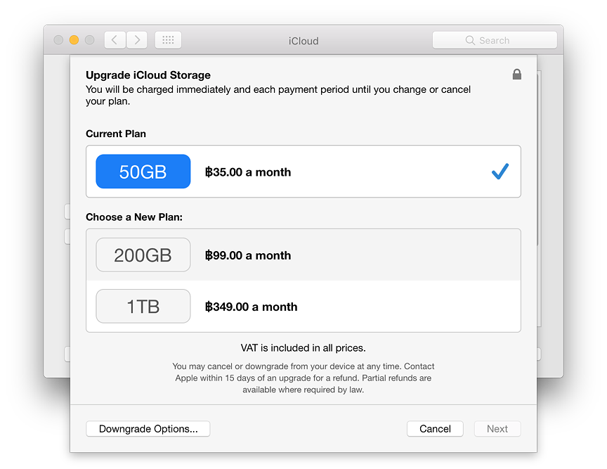 iCloud storage