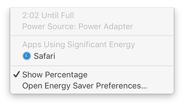 Energy Saver menubar