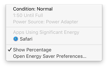 Energy Saver menubar