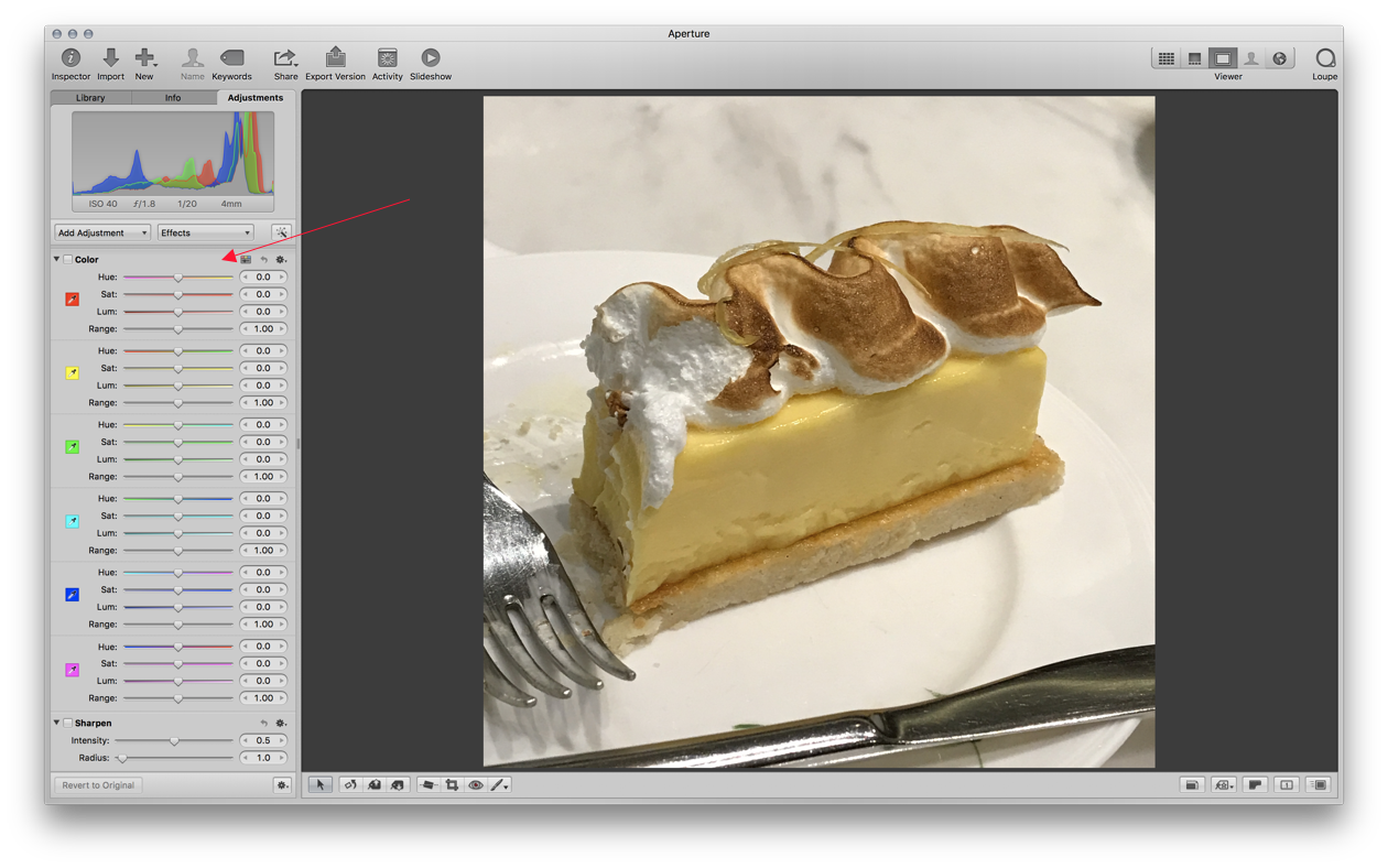 Color editing in Aperture