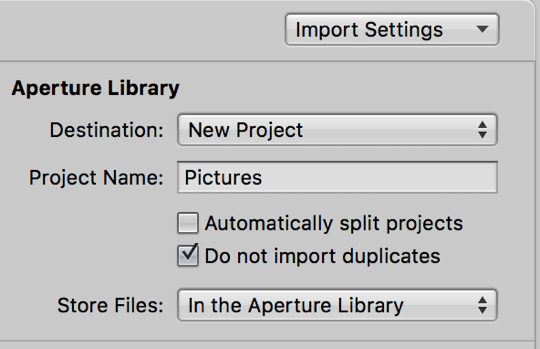 Aperture importing