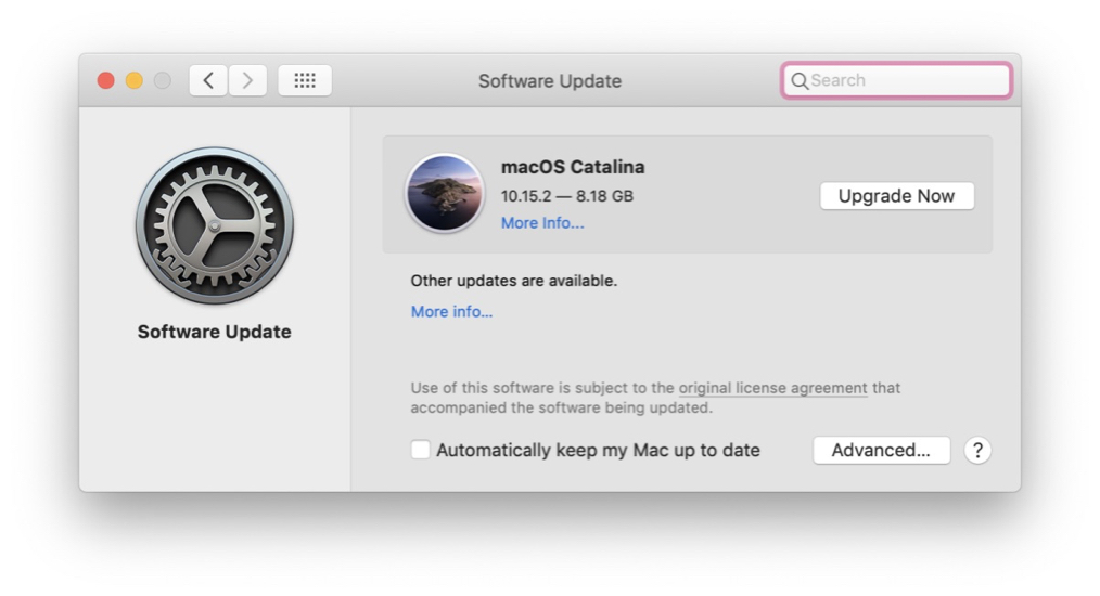 Updating Catalina