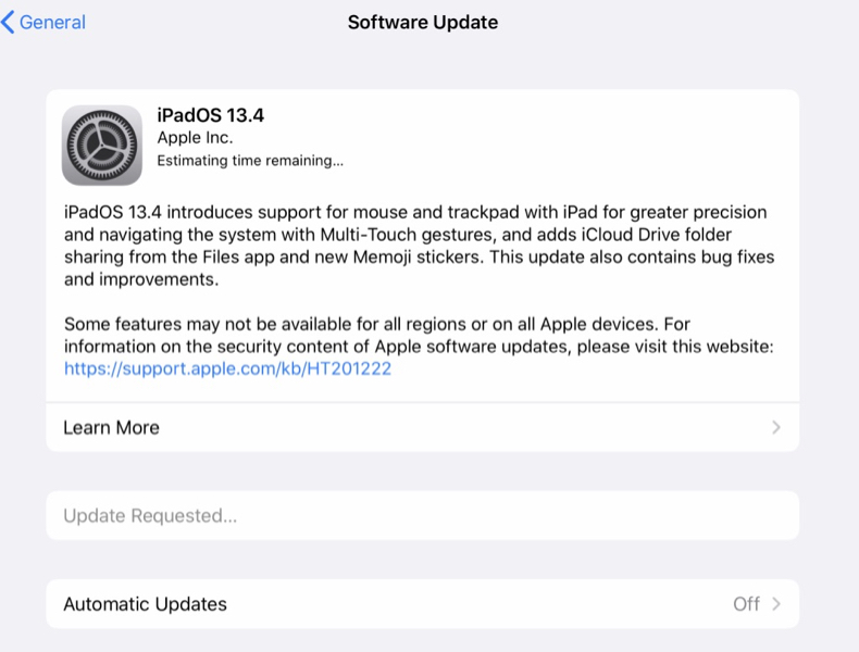 iPadOS update