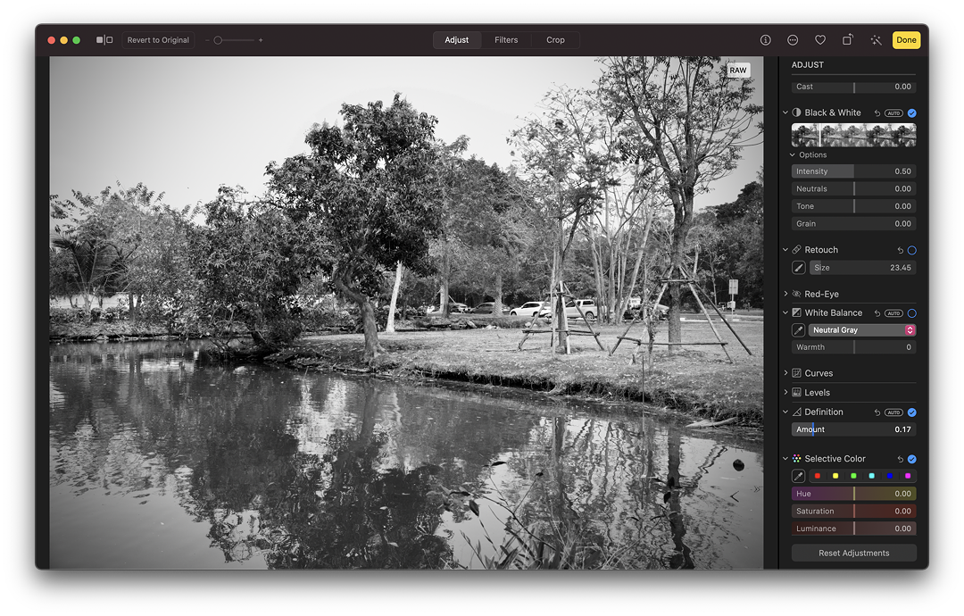 Adjusting B&W on the Mac