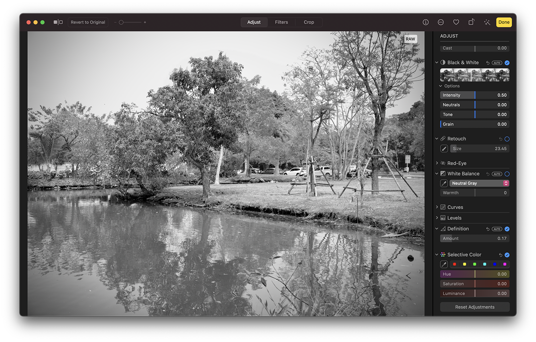 Adjusting B&W on the Mac