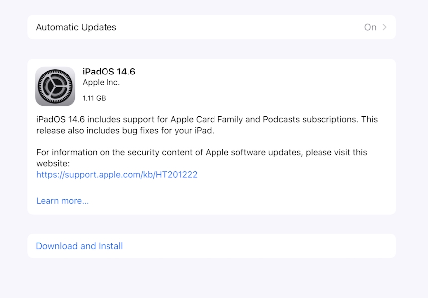 iPadOS update