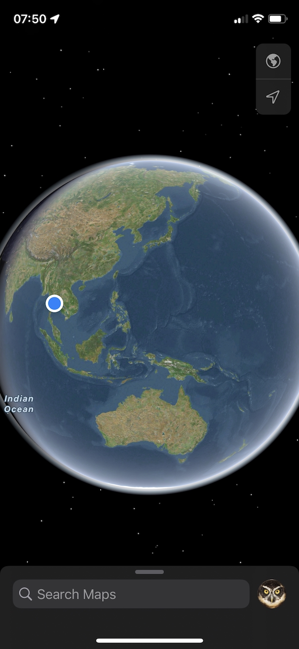Globe view in Maps