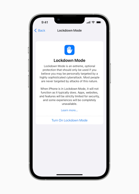 Apple Lockdown Mode - Immage courtesy of Apple