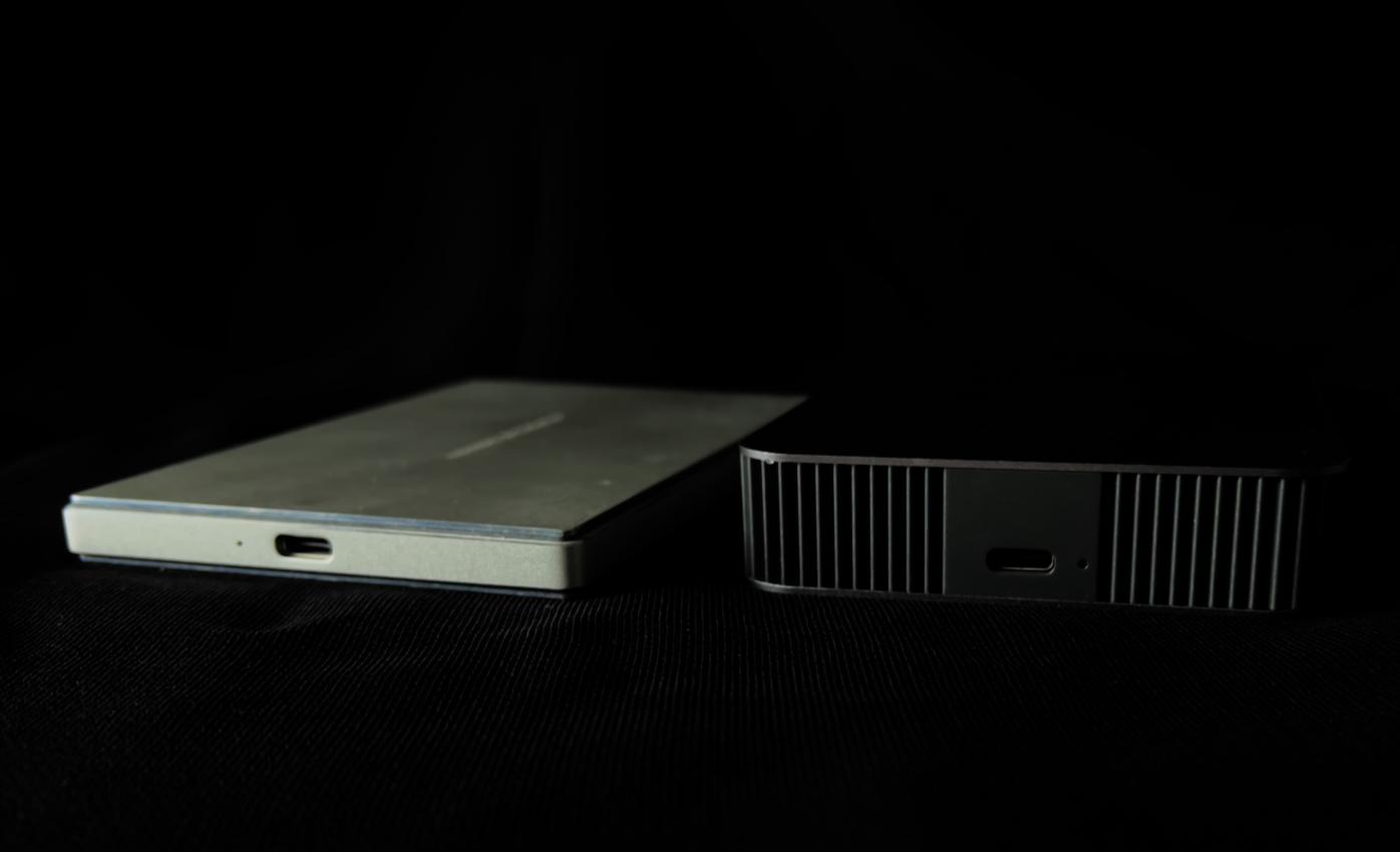 La Cie disks - 2TB Porsche Design (left) and 5TB Neil Poulton Design