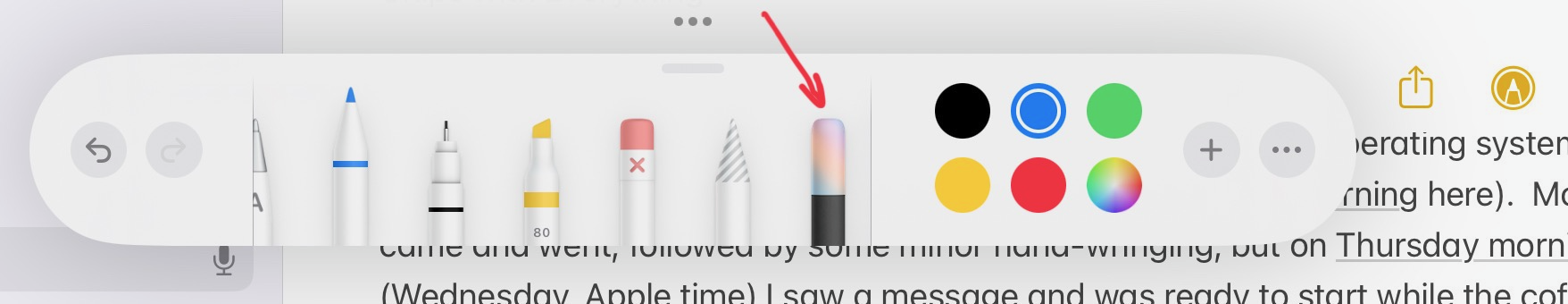 Apple Pencil toolbar