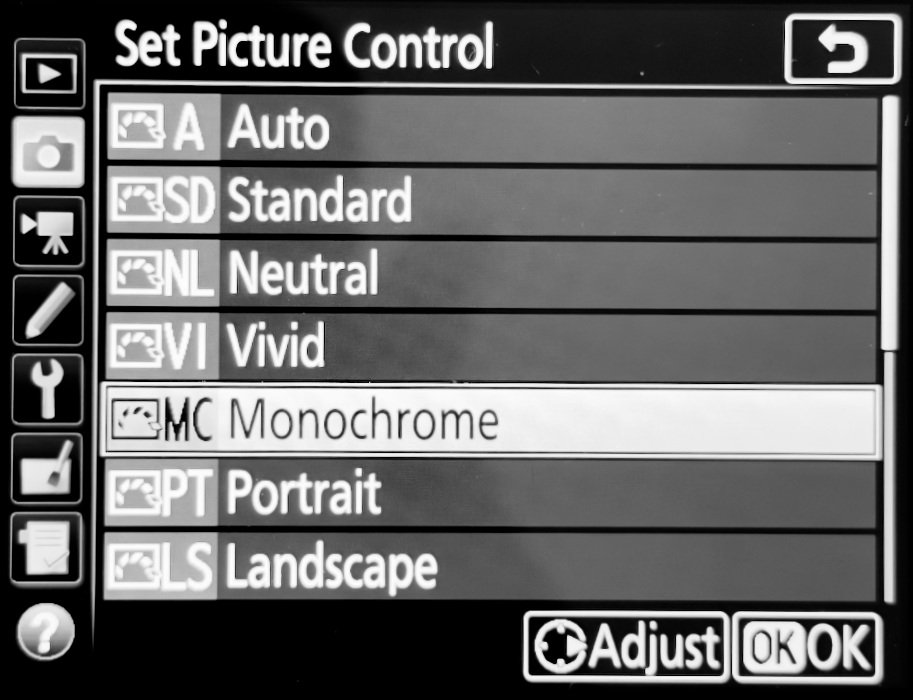 Picture control on D850