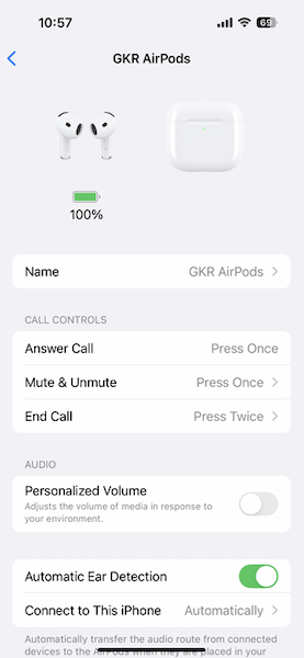 control panel for new AirPods