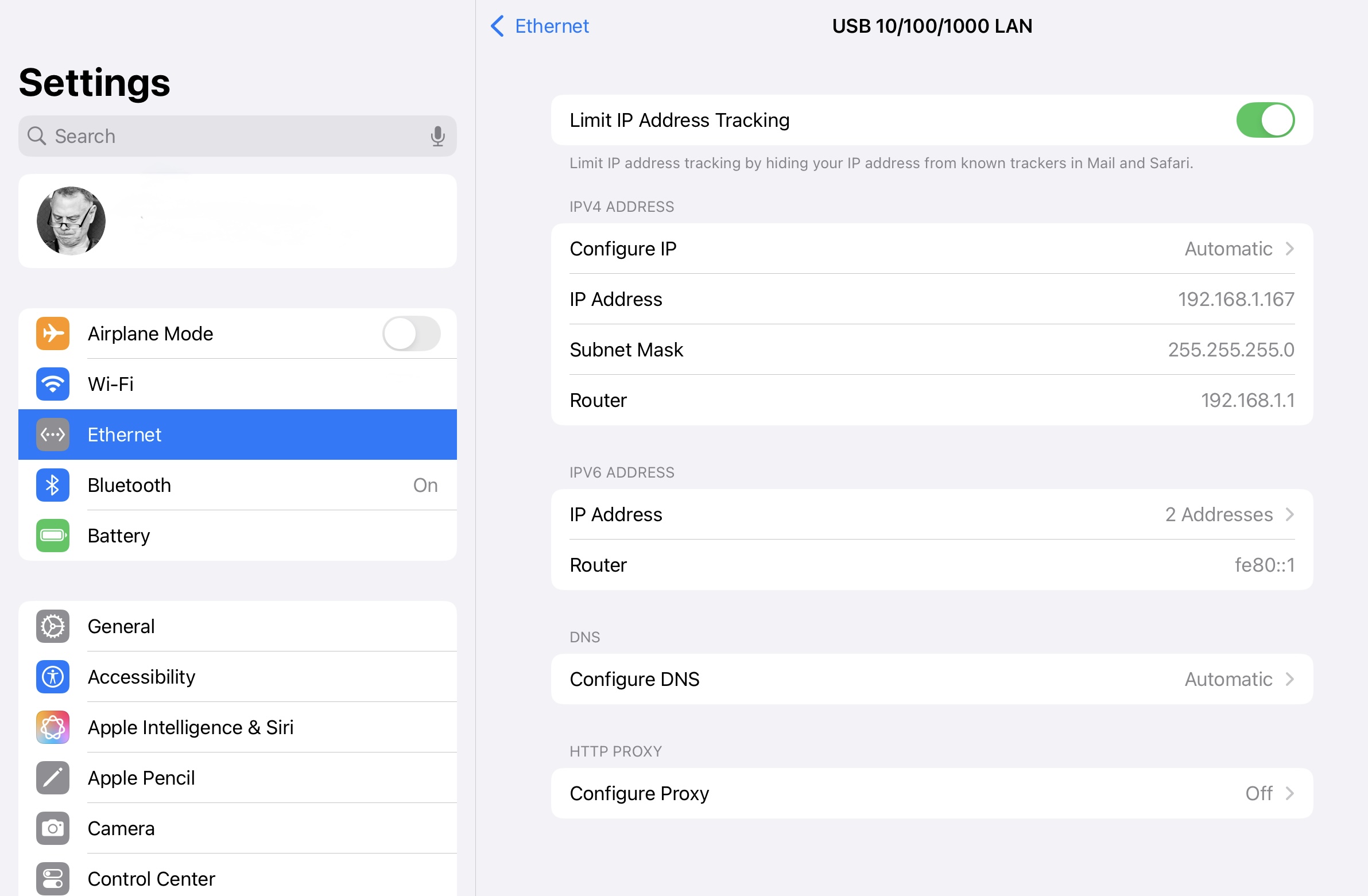 Ethernet on iPad
