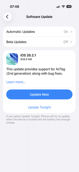 26.2.1 OS updates