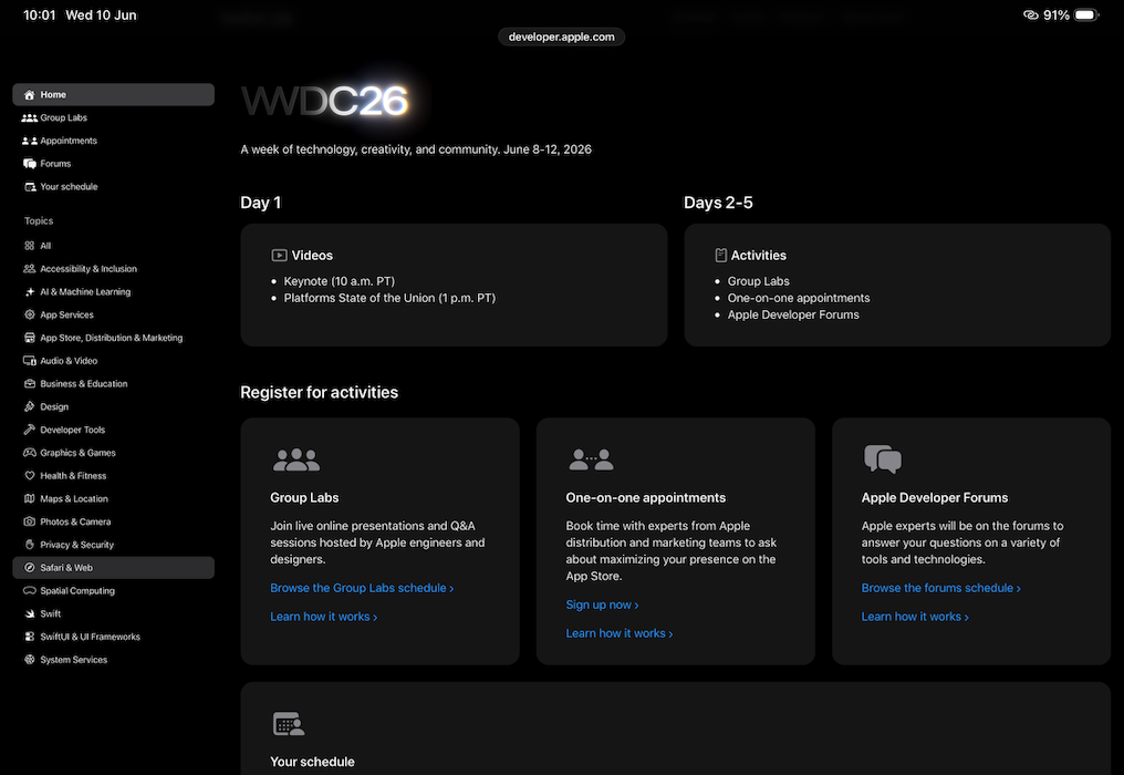 WWDC schedule