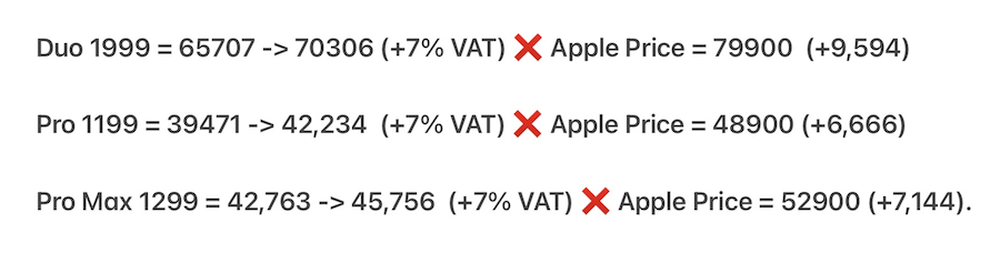 iPhone pricing comparisons