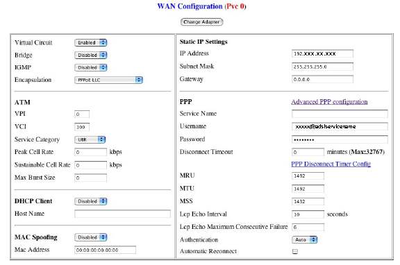 modem configuration