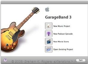 GarageBand Opening Panel