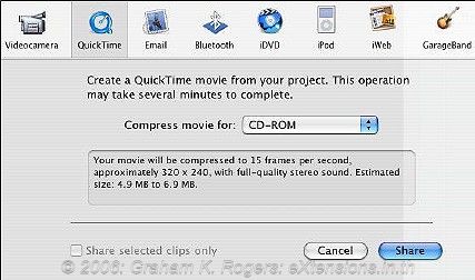 iMovie export panel