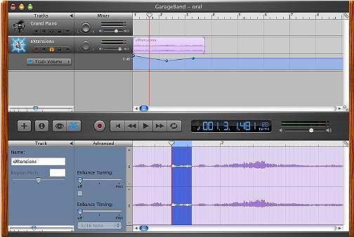 GarageBand editing panel