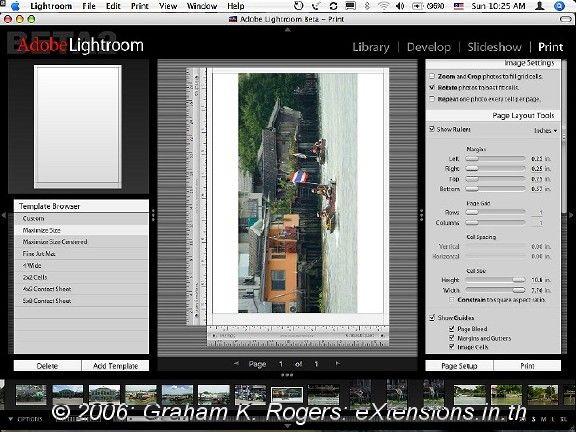 Lightroom Print panel screenshot