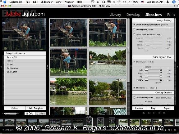 Lightroom Slideshow panel screenshot