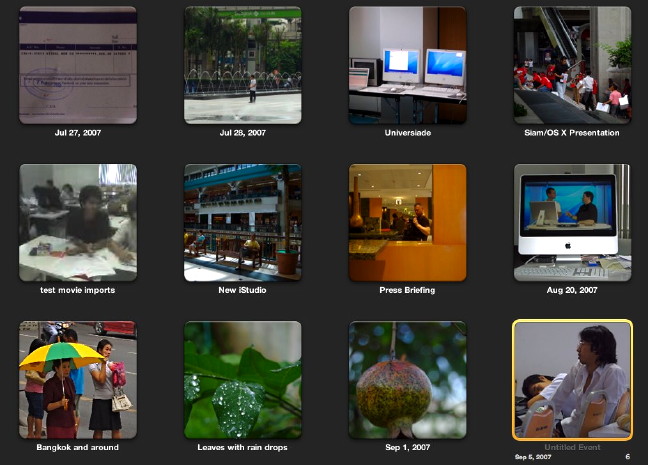 iPhoto Events panel
