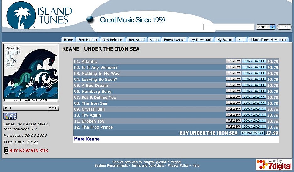 Island Tunes purchase page
