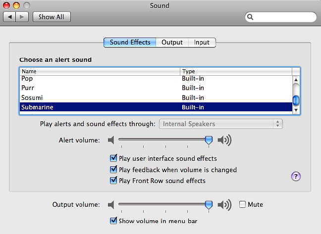 sound preferences