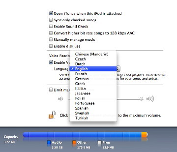 iPod shuffle languages