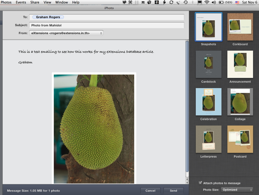 mail in iPhoto