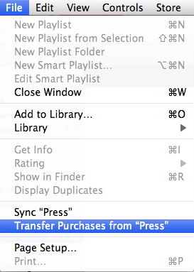 iTunes menus