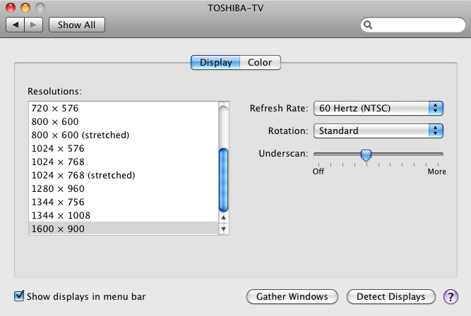 display settings