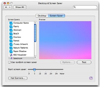 screen-saver preference